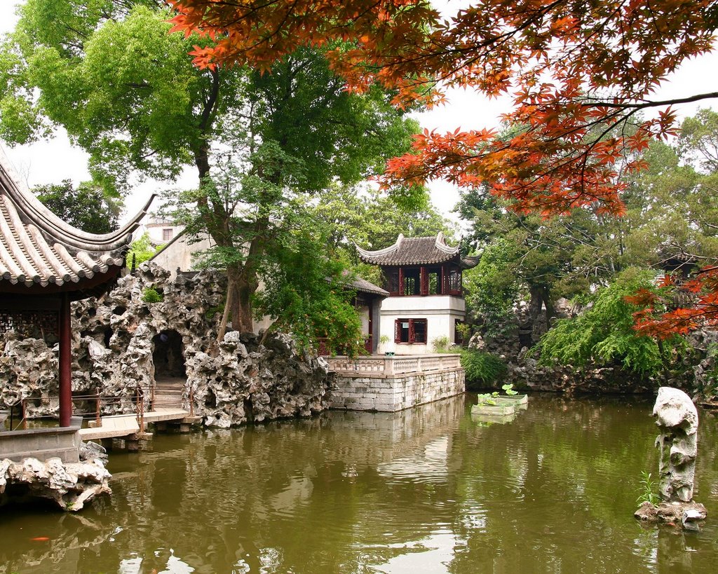 Сад Роща льва в Сучжоу  - пруд
