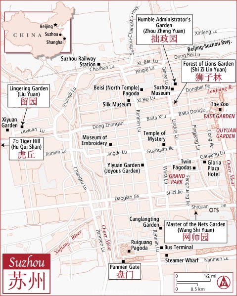 Сучжоу - карта достопримечательностей города