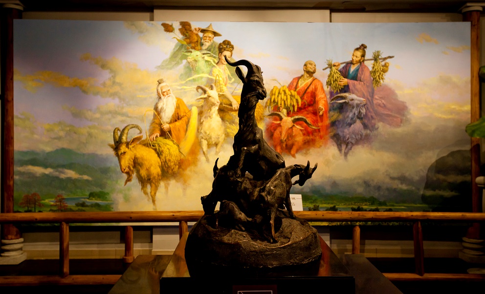 Картина и статуя 5 козлов в Гуанчжоу